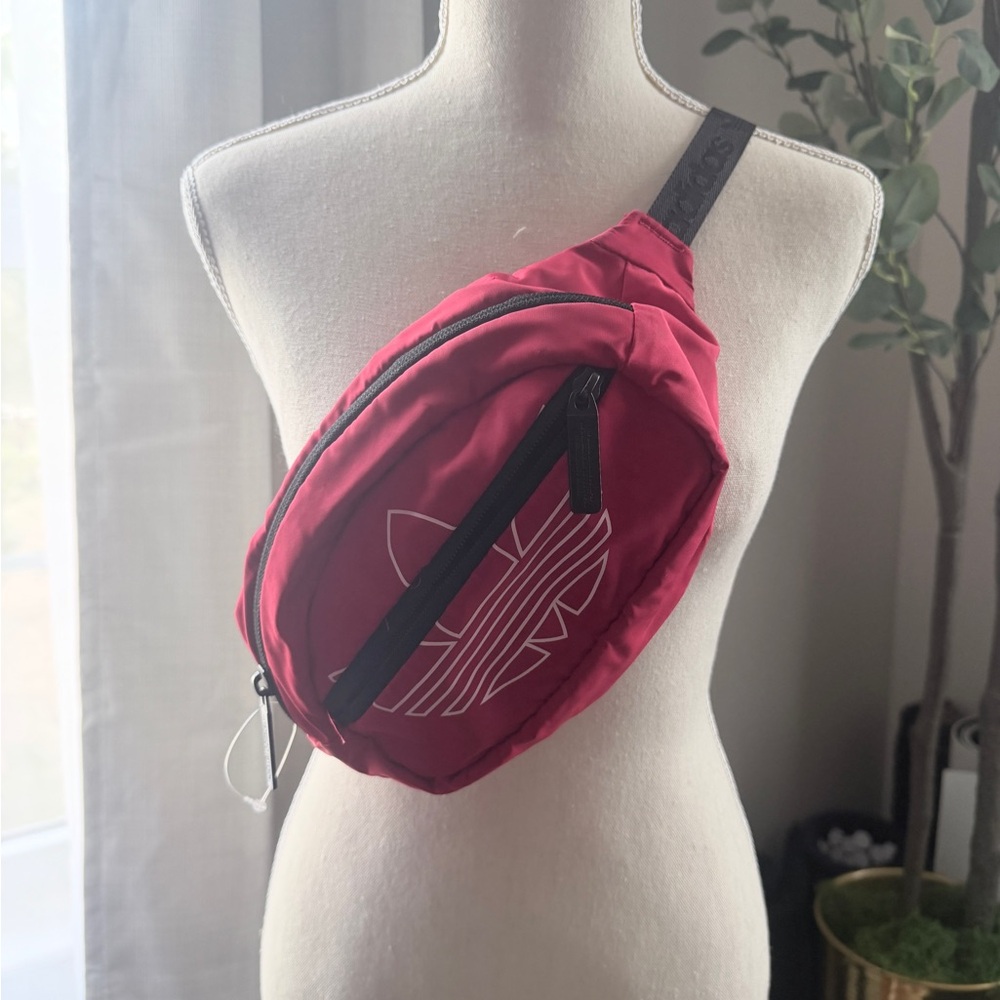 adidas Maroon Crossbody Waist Bag with White Trefoil